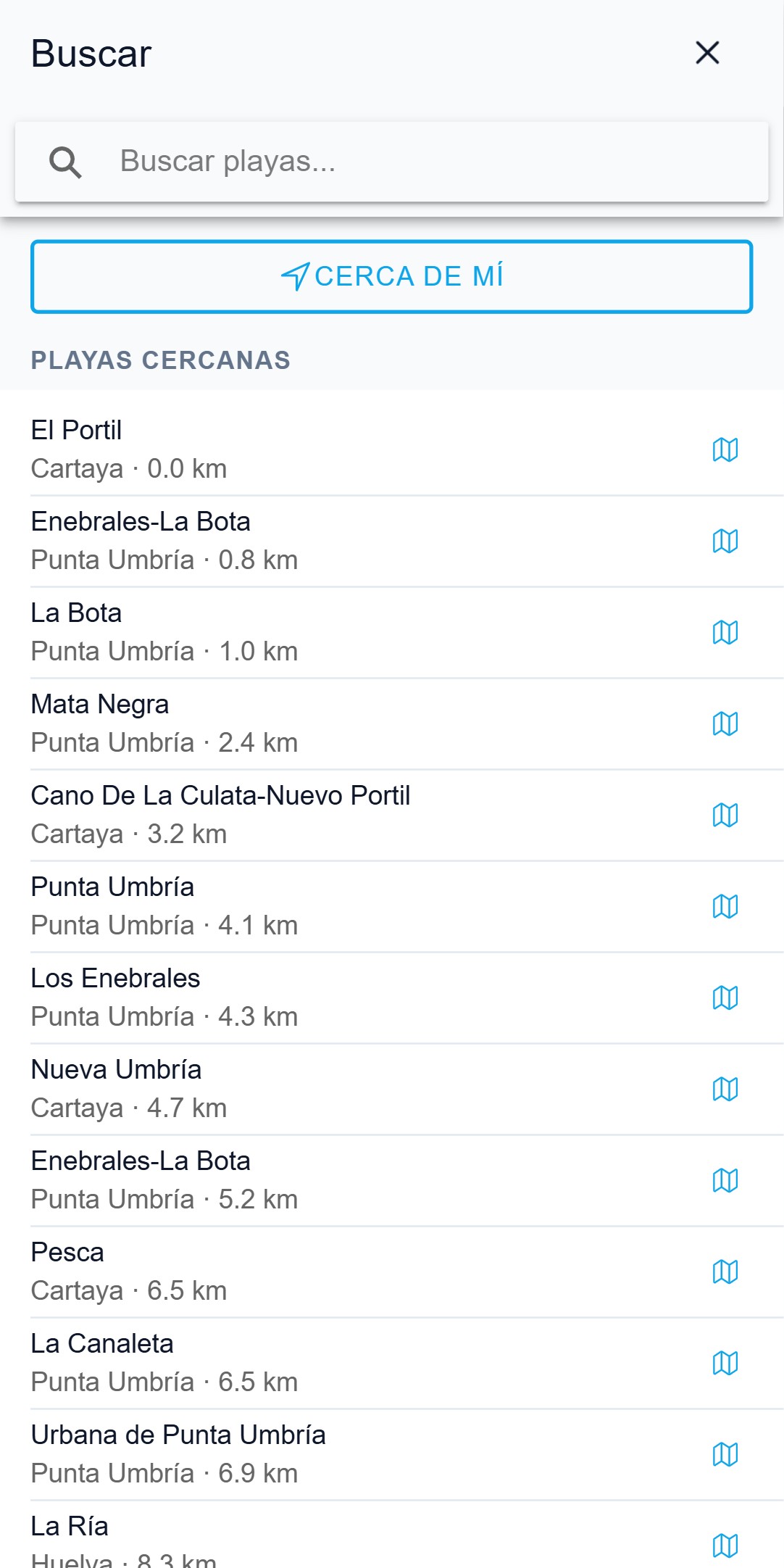 Salitre — buscador de playas con 'Cerca de mí'